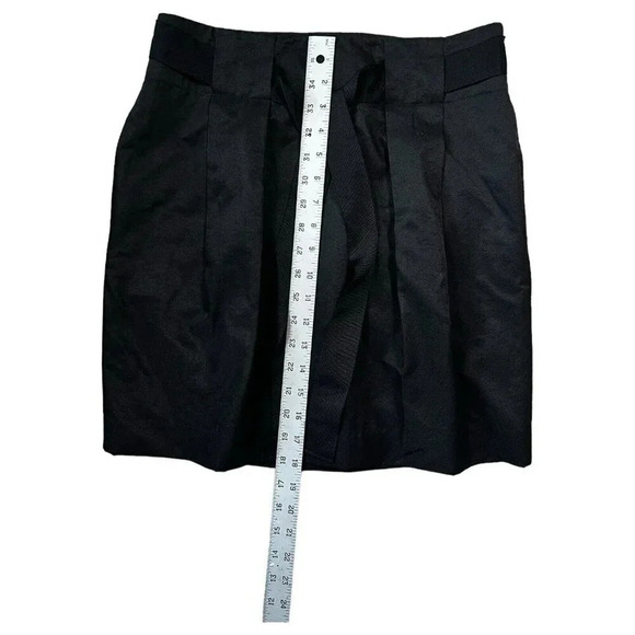 Banana Republic Mini Skirt Black Belted pleats Size 4 Lined Zip Pockets A-line - Picture 6 of 7